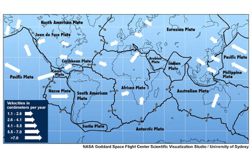 tectonic plates movement map